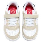 Boys White & Beige Logo Trainers, 1, hi-res