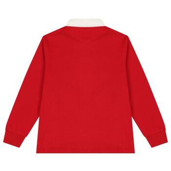 تيشيرت بولو للاولاد بشعار الحصان باللون الاحمر 