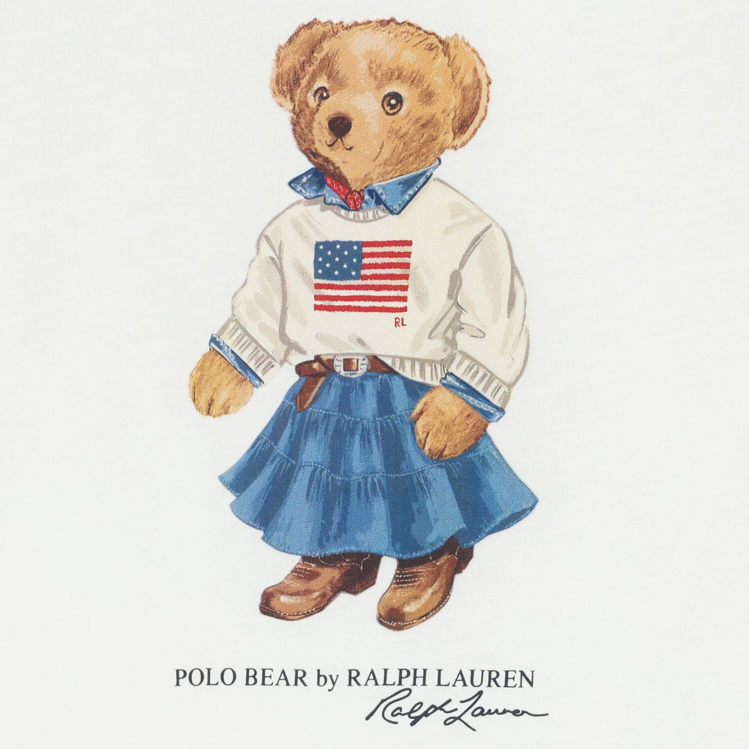 Girls White Polo Bear T-Shirt, 1, hi-res