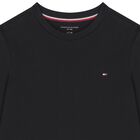 توب اولاد باكمام طويله بالشعار من القطن باللون الاسود والرمادى , 2, hi-res