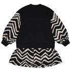 Girls Black & Ivory Logo Zig Zag Dress, 1, hi-res