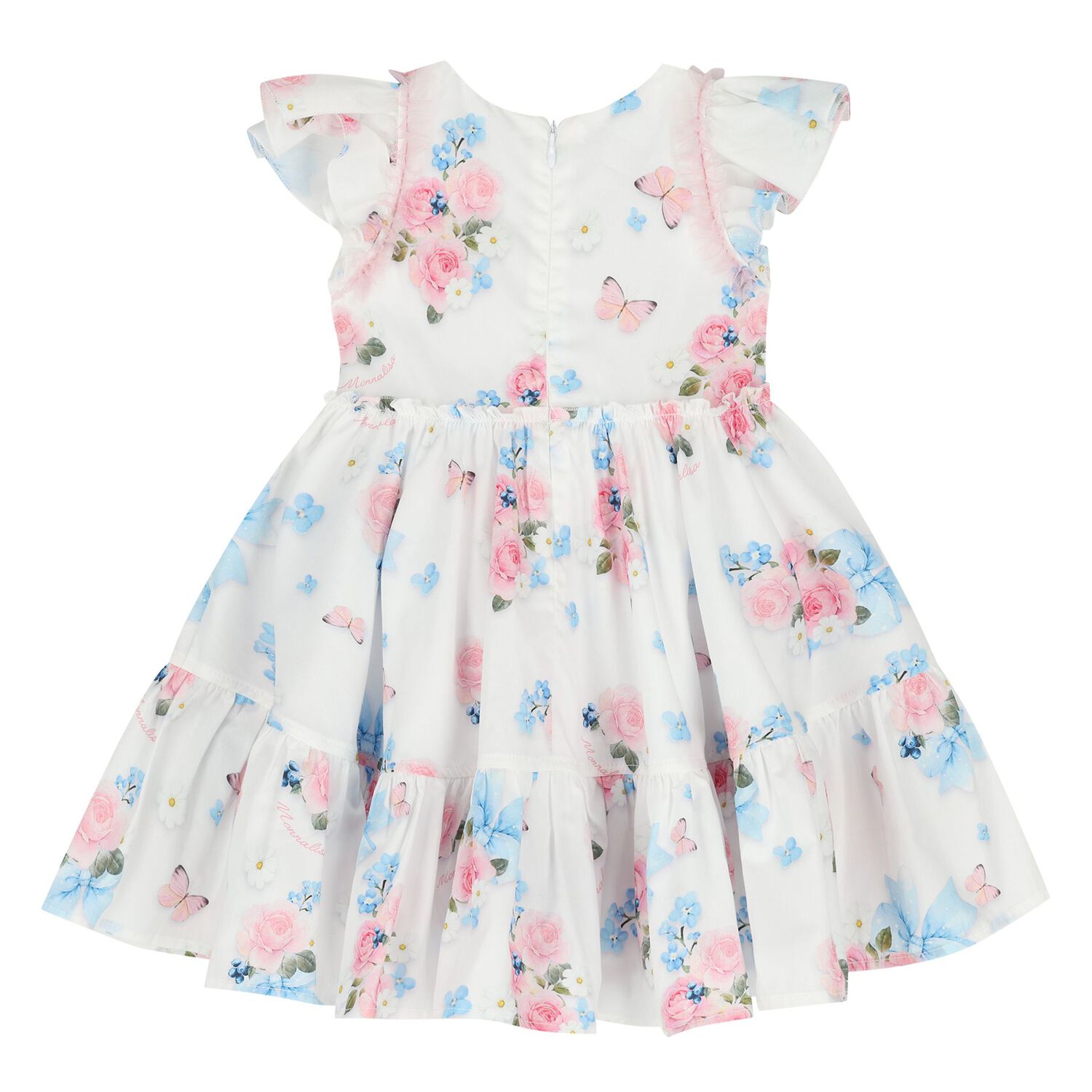 Younger Girls White Florals & Bows Dress, 2, hi-res