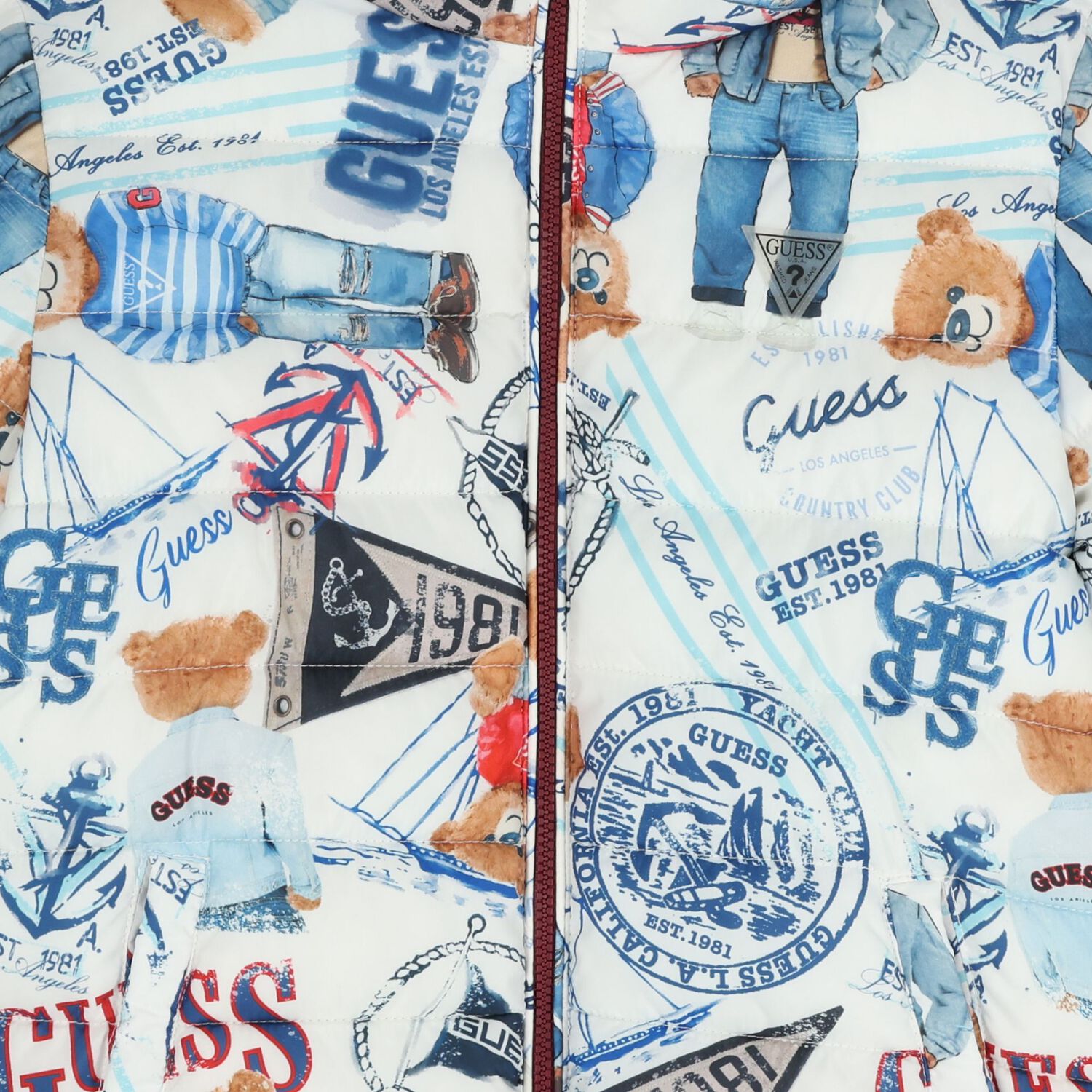 جاكيت شتوي مبطن بشعار  باللونين الابيض و الازرق , 1, hi-res