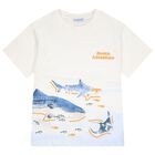Boys White & Orange Shark Shorts Set, 2, hi-res