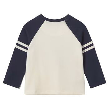 Younger Boys Ivory & Navy Blue Long Sleeve Top