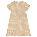 Girls Beige Logo Dress, 2, hi-res