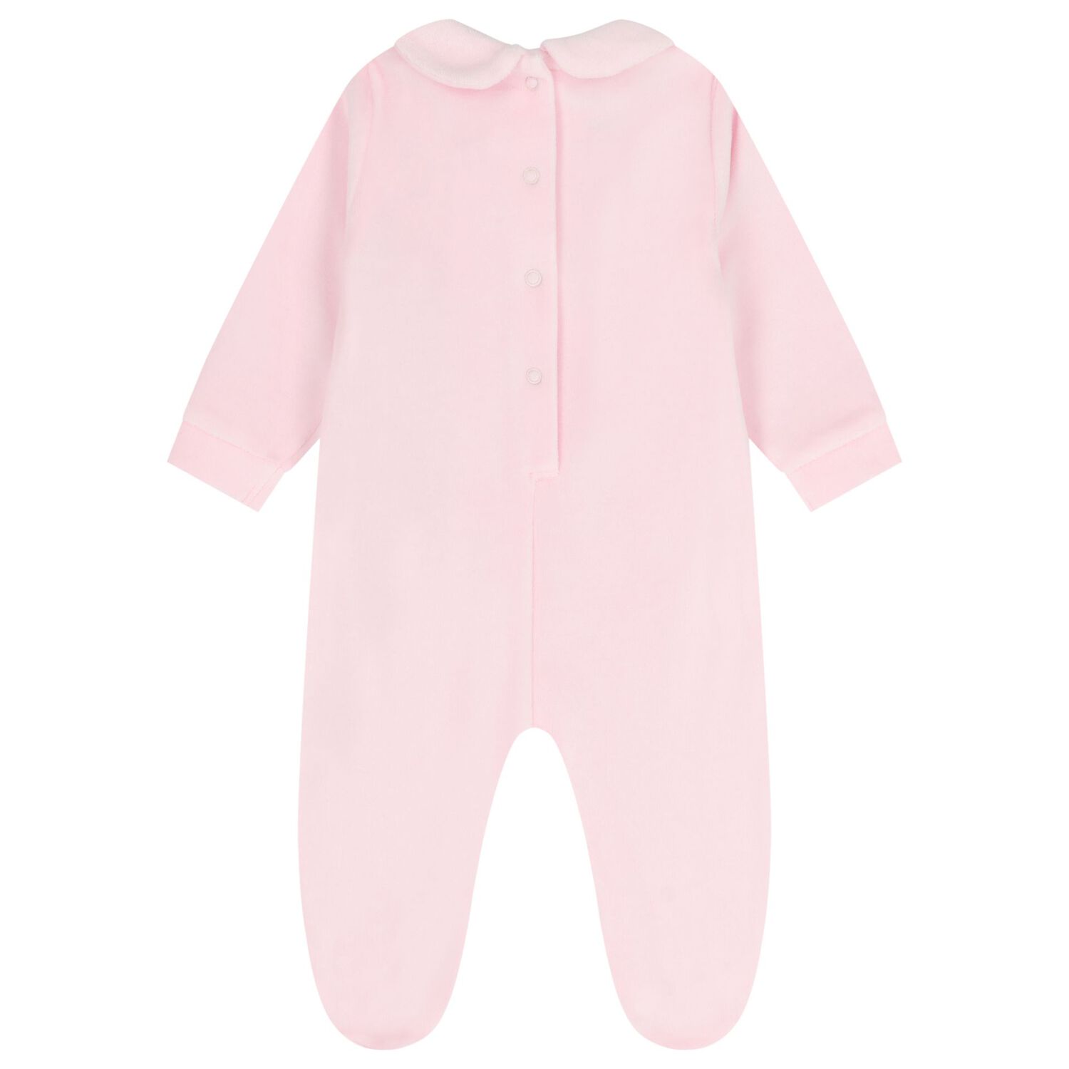 Baby Girls Pink Flower Velour Babygrow, 1, hi-res