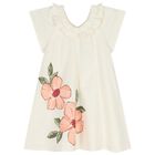 Girls Ivory Floral Dress, 1, hi-res