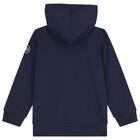 Boys Navy Blue Logo Hooded Top , 1, hi-res