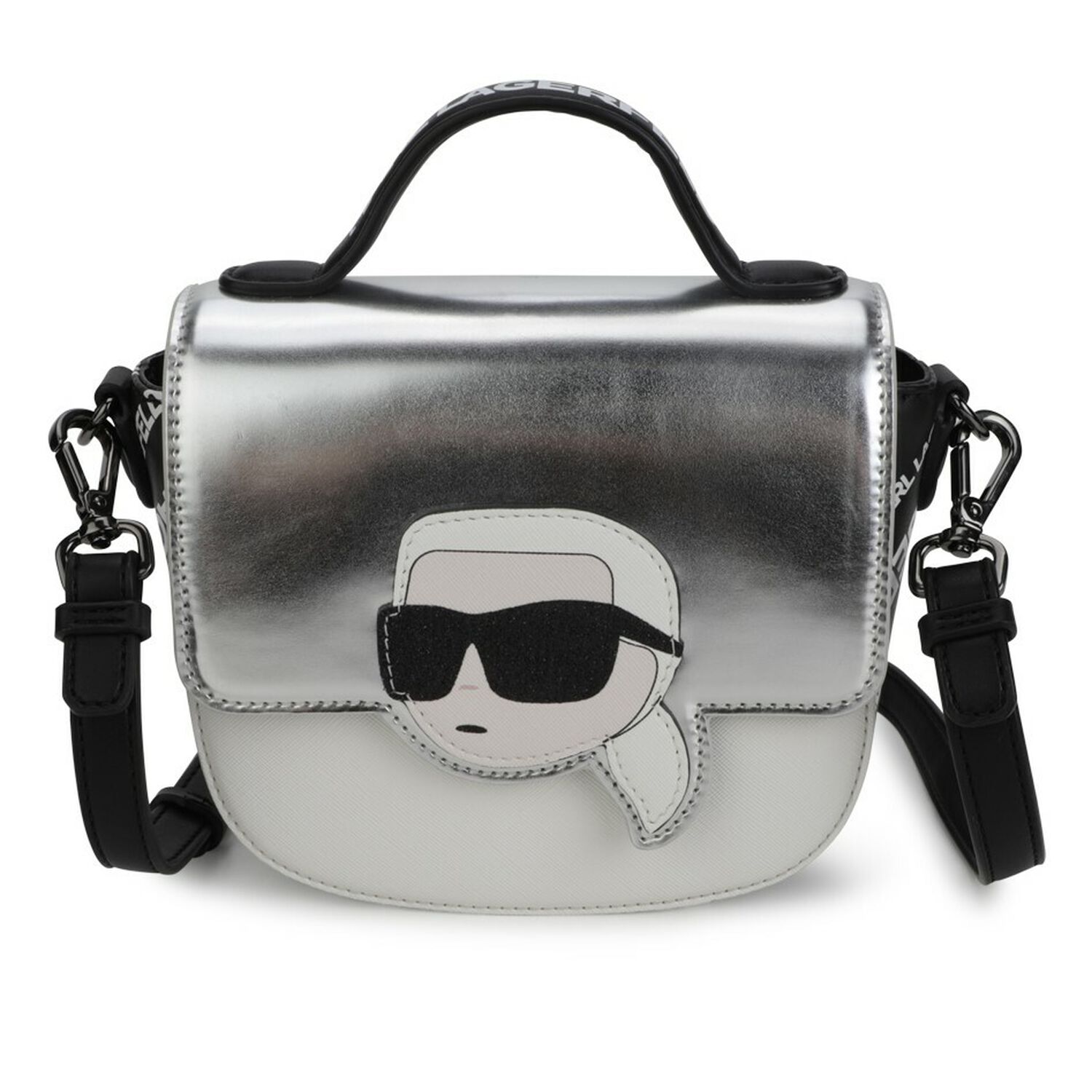 Girls Silver Logo Handbag, 1, hi-res