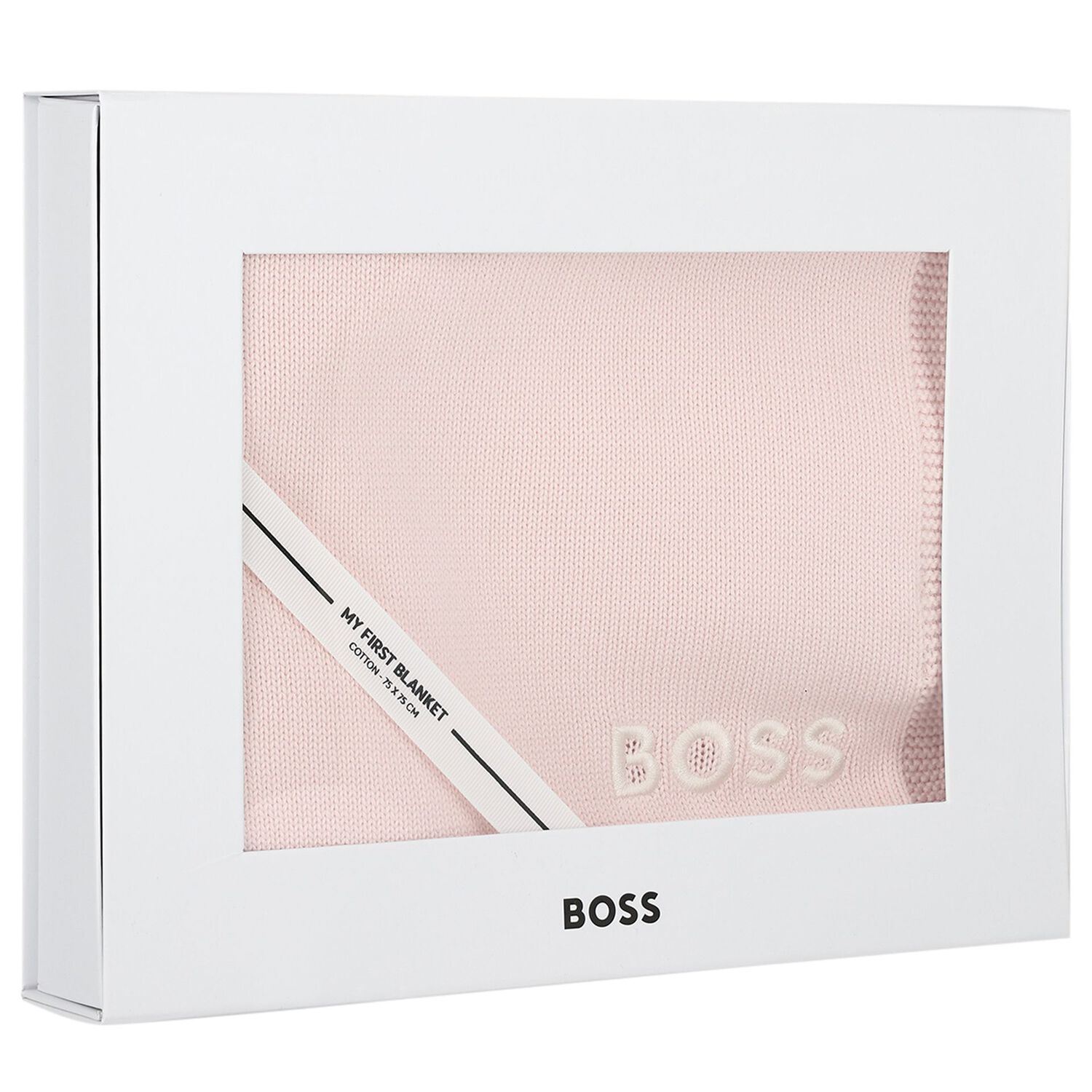 Baby Girls Pink Logo Knit Blanket, 1, hi-res