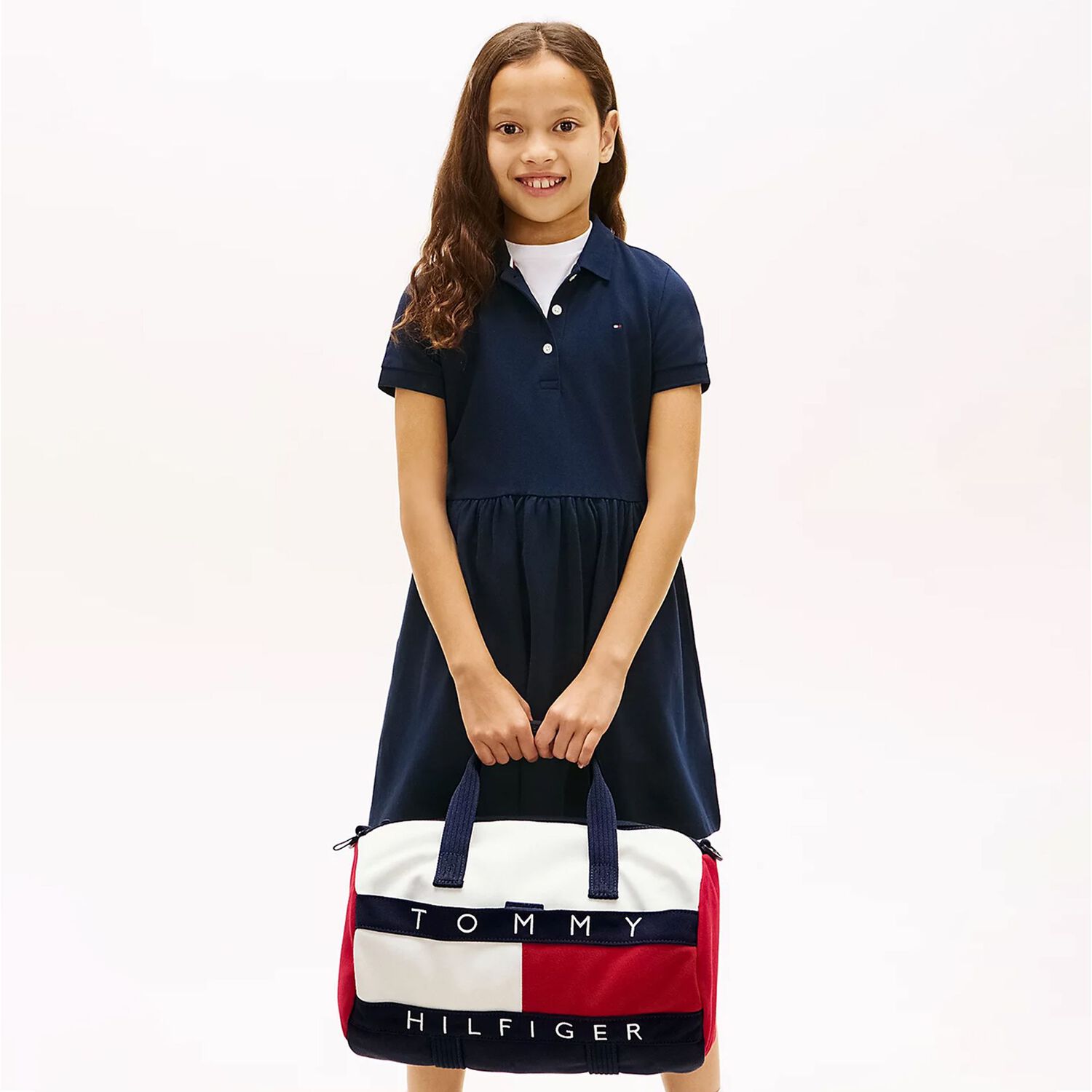 Navy Blue, White & Red Duffel Bag, 1, hi-res