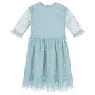 Girls Aqua Hearts Tulle Dress, 1, hi-res