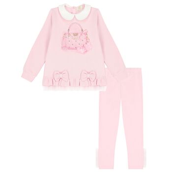 Girls Pink Bag Leggings Set