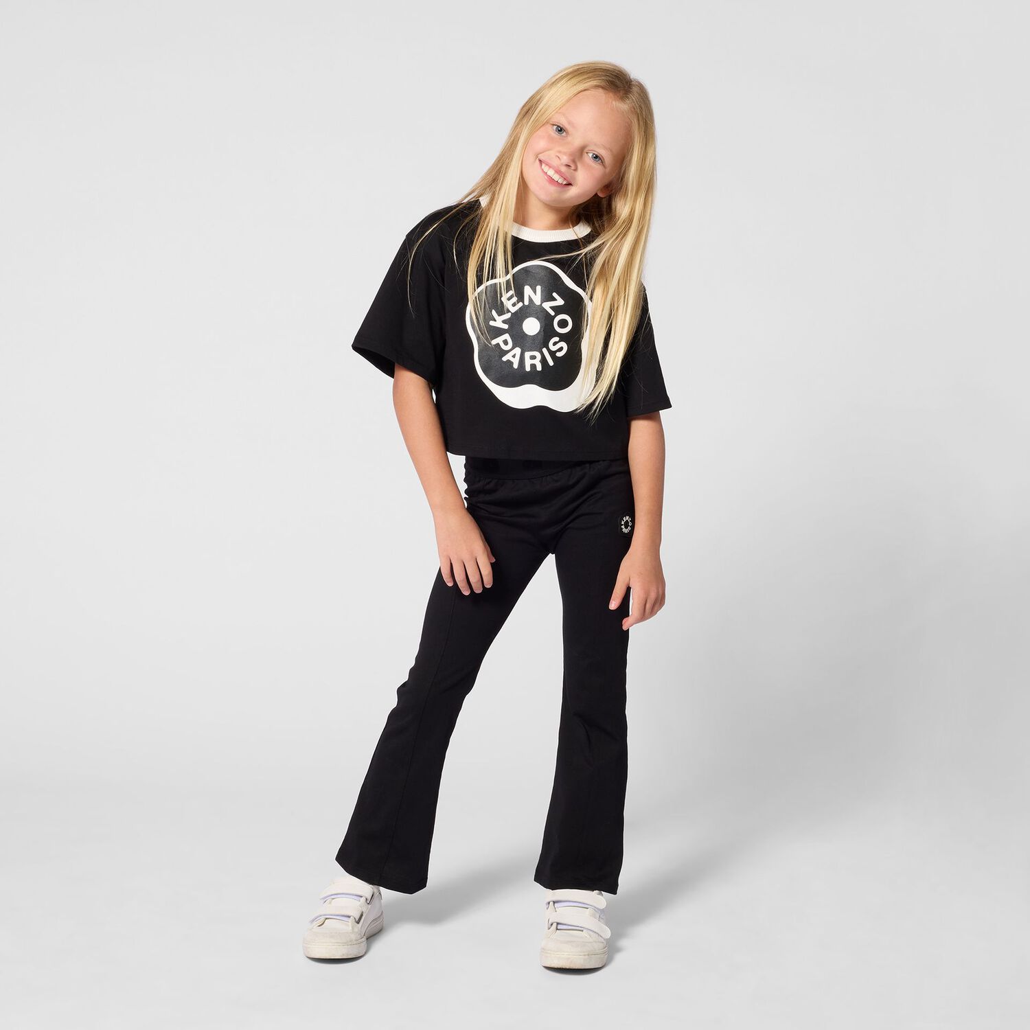 Girls Black Boke Flower Logo T-Shirt, 2, hi-res