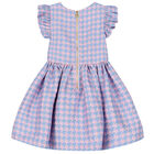 Girls Blue & Pink Houndstooth Dress, 1, hi-res