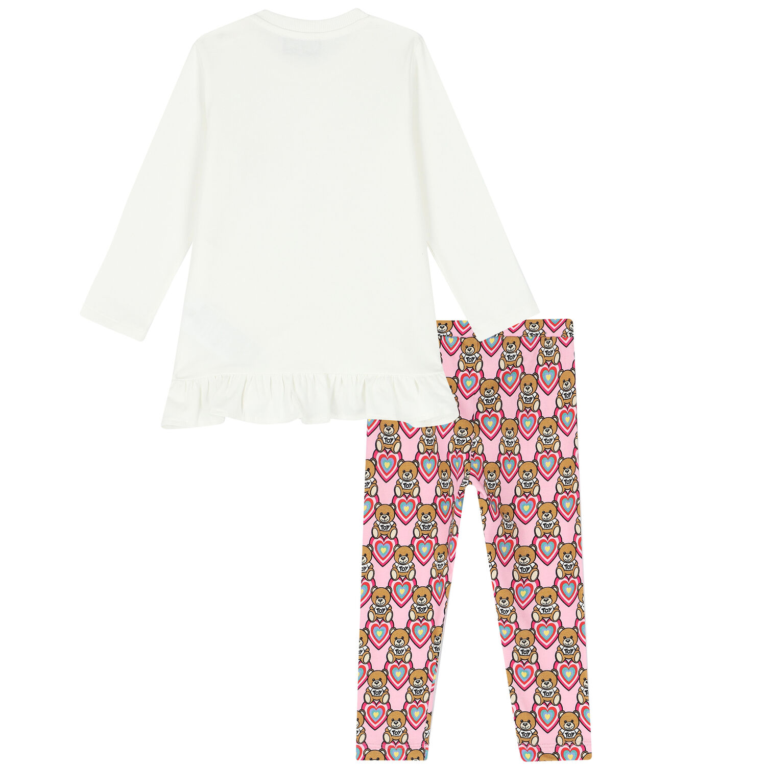 Younger Girls Ivory & Pink Leggings Set, 1, hi-res