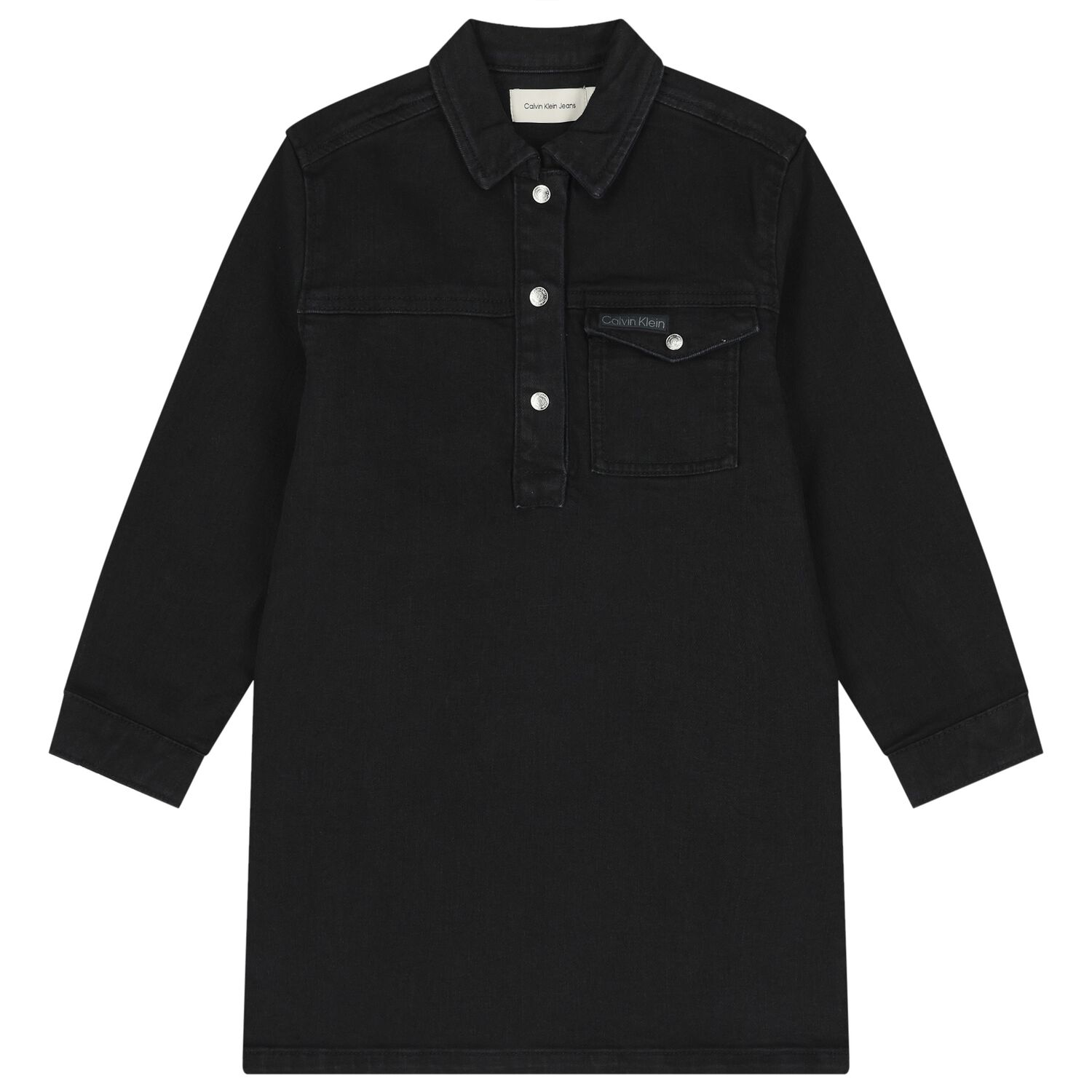 فستان جينز للبنات باللون الاسود , 1, hi-res