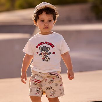 Younger Boys Beige Football Shorts