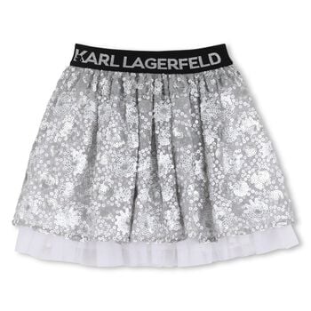 Girls Silver Sequinned Skirt