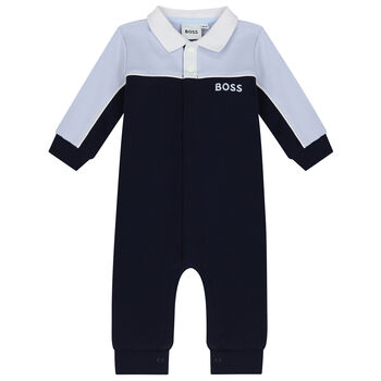Baby Boys Navy Blue Logo Polo Romper