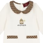 Ivory & Brown Logo Teddy Bear Babygrow, 1, hi-res