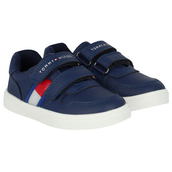 Boys Navy Logo Trainers