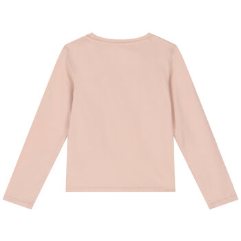 Girls Pink Logo Long Sleeve Top