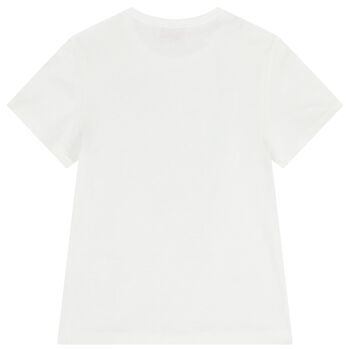 Girls White Embroidered Logo T-Shirt