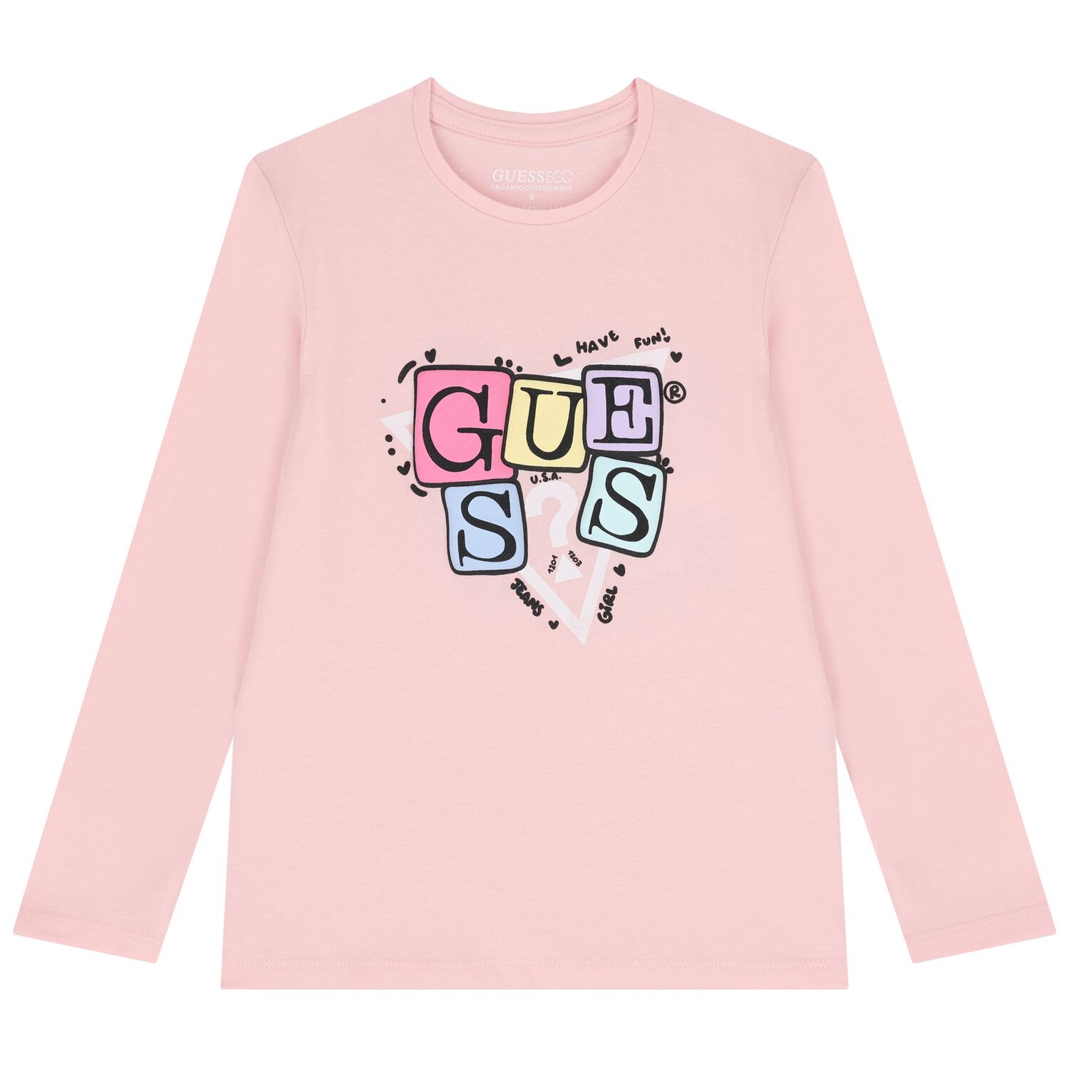 توب بنات باكمام طويله بالشعار باللون الوردى , 2, hi-res image number null