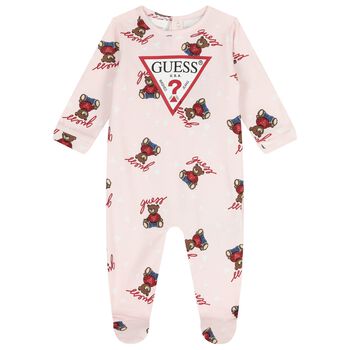 بدلة أطفال مزينة بشعار دب تيدي للبنات باللون الوردي