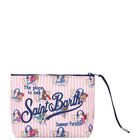 Girls White & Pink Striped Aline Logo Pouch ( 15cm ), 1, hi-res