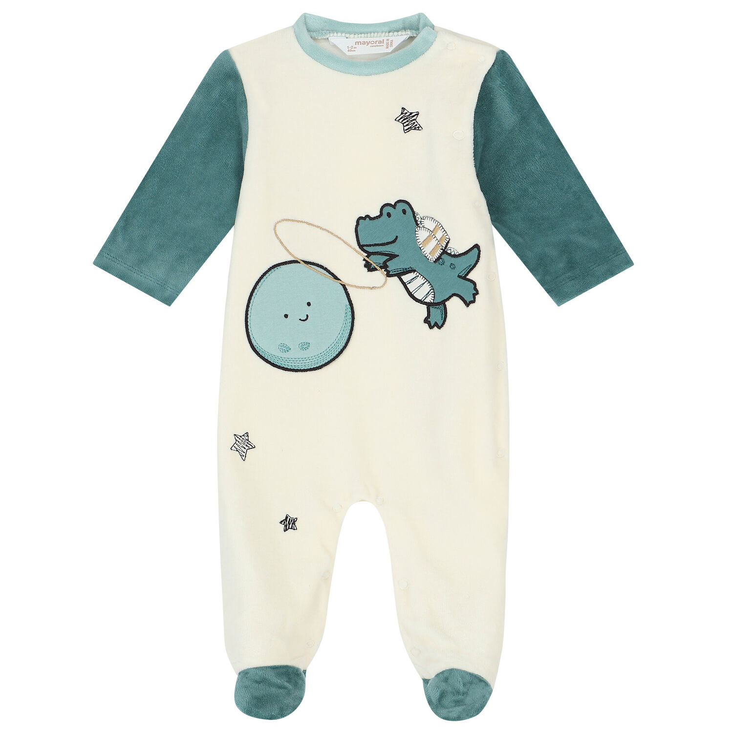 Baby Boys Green & Ivory Babygrows (2 Pack), 1, hi-res image number null