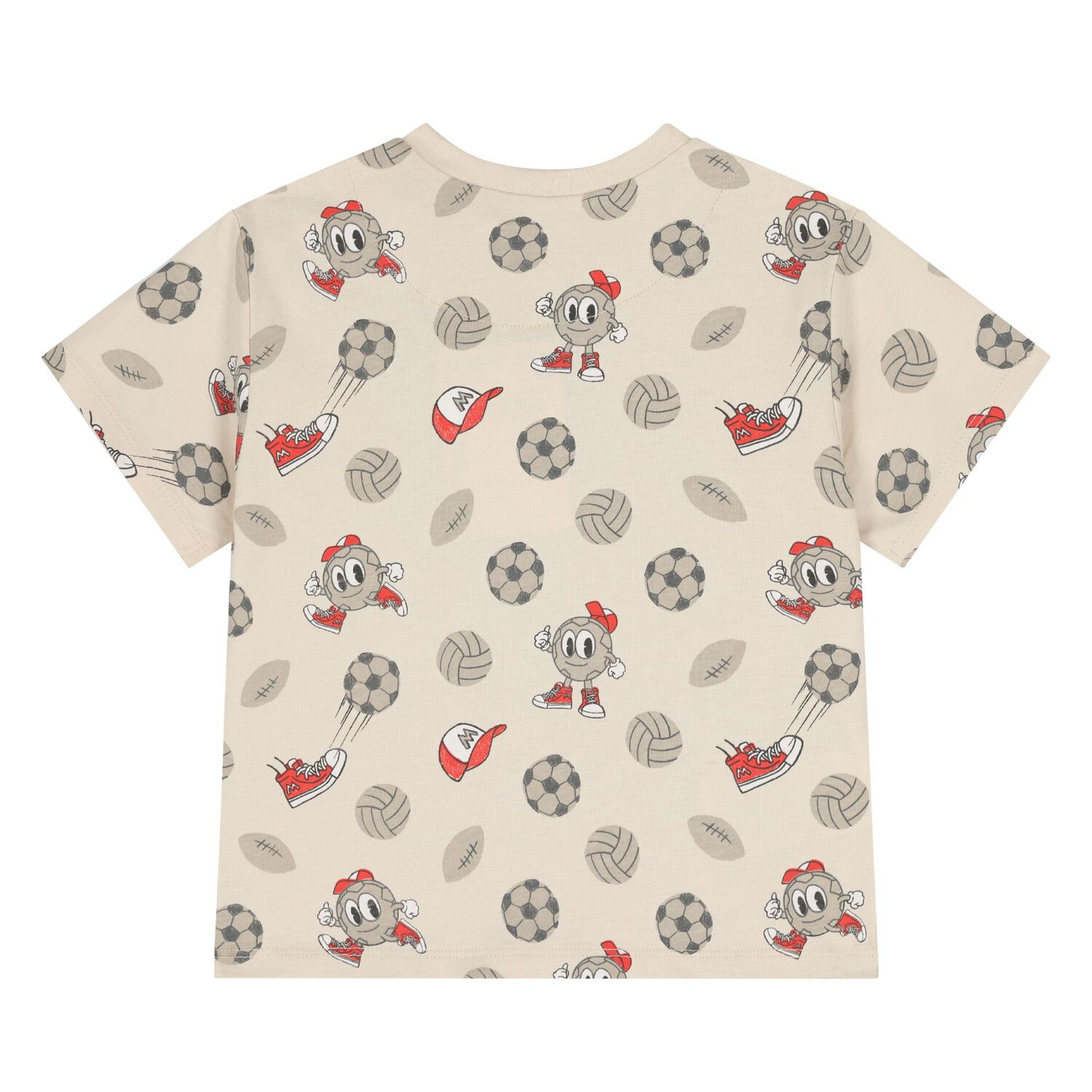 طقم شورت أولاد باللون الأبيض والأحمر والبيج, 1, hi-res