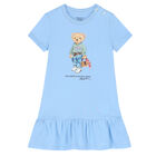 Baby Girls Blue Bear Logo Dress Set, 1, hi-res