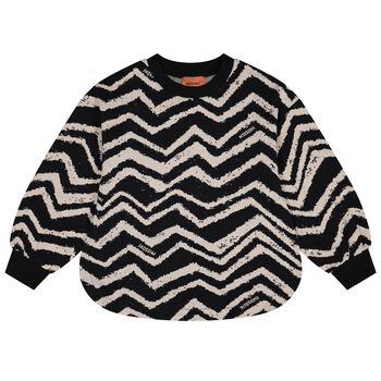 Girls Black & Ivory Zig Zag Sweatshirt