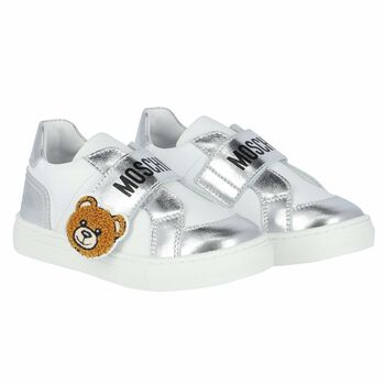 White & Silver Logo Trainers