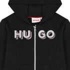 Girls Black Logo Hooded Top, 1, hi-res