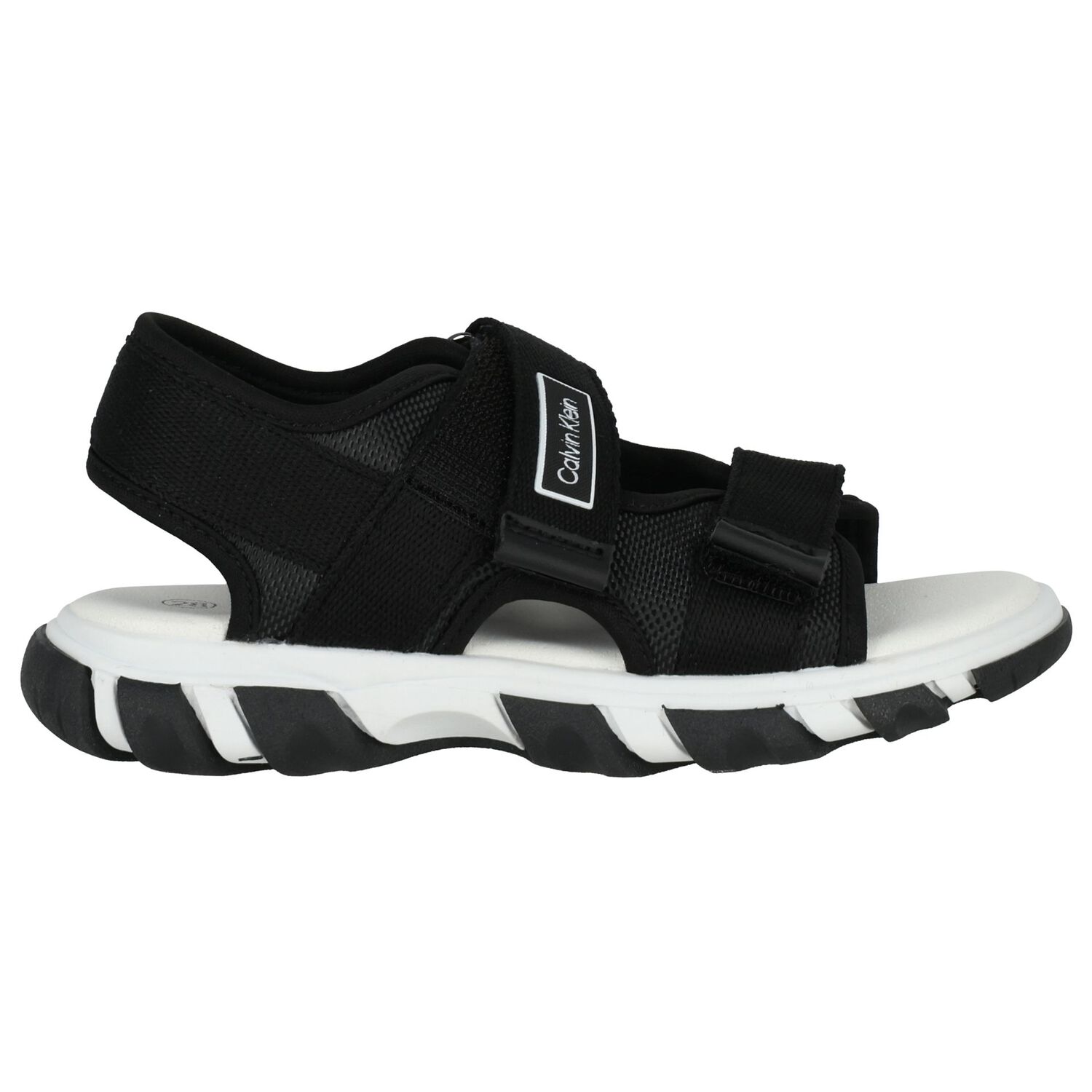 Boys Black Logo Sandals, 2, hi-res