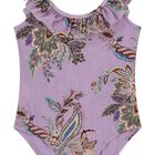 Girls Purple Floral Swimsuit, 1, hi-res