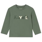 Younger Boys Green Logo Long Sleeve Top, 2, hi-res
