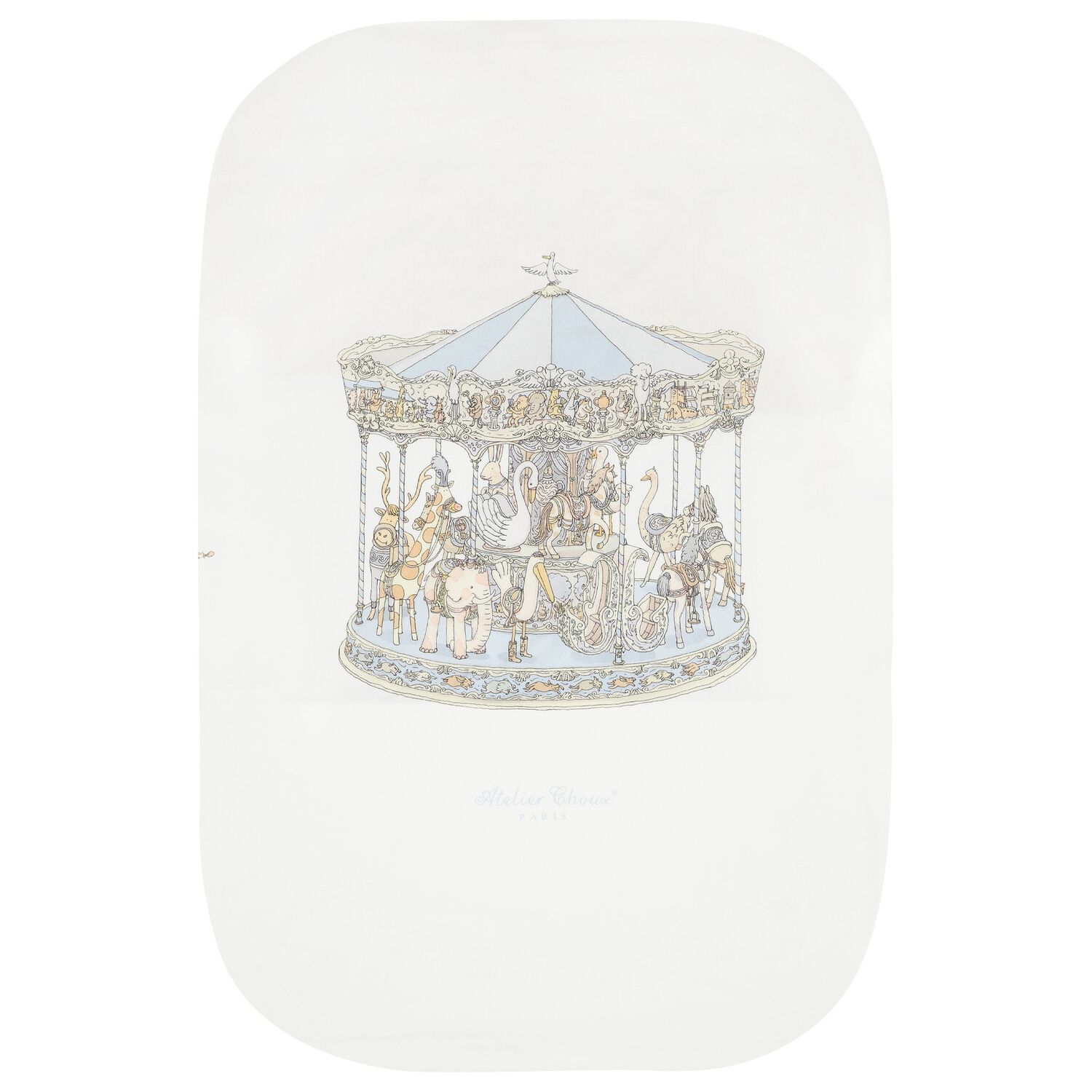 Baby Boys White & Blue Carousel Fitted Sheet, 1, hi-res image number null