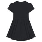 Girls Black Diamante Logo Pleated Dress, 2, hi-res