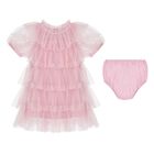Baby Girls Pink Embellished Tulle Dress Set, 1, hi-res