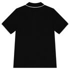Boys Black Logo Polo Shirt, 1, hi-res