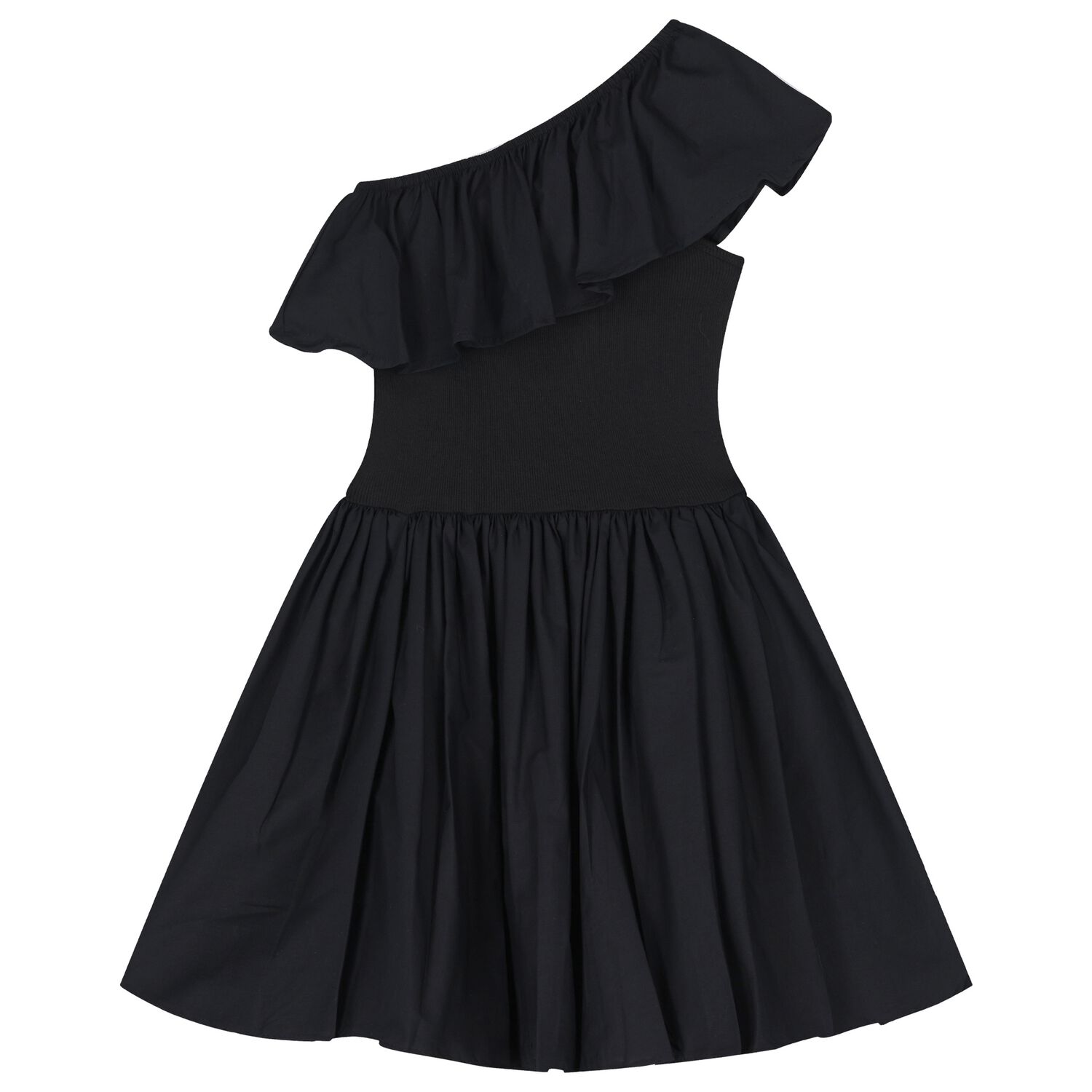 Girls Black Asymmetric Dress, 2, hi-res image number null