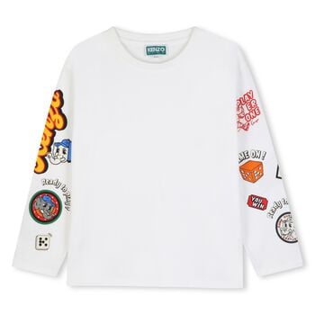 Boys Ivory Logo Long Sleeve Top
