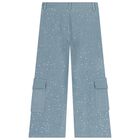Girls Blue Embellished Trousers, 1, hi-res