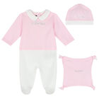 Baby Girls White & Pink Logo Babygrow Gift Set, 1, hi-res