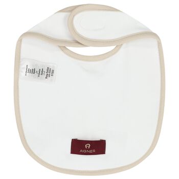 مريلة بالشعار باللون الأبيض والبيج